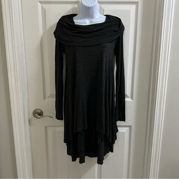 💥KENSIE Cowl Neck Dress, X-Small, Stretch Pockets Long Sleeve Pullover dark gray - Picture 1 of 12
